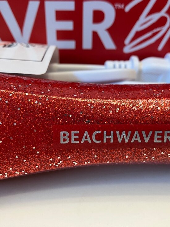NIB Beaachwaver Co. B 1.25 Rotating Curling Iron, Red Glitter main image 4